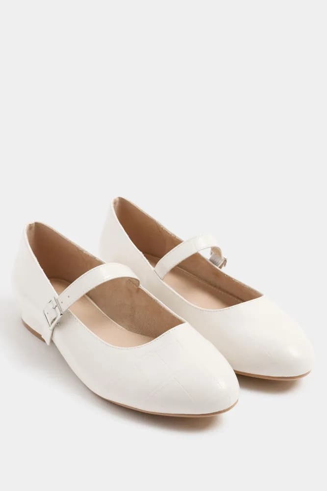 Ivory White Mary Jane Low Heel In Standard Fit