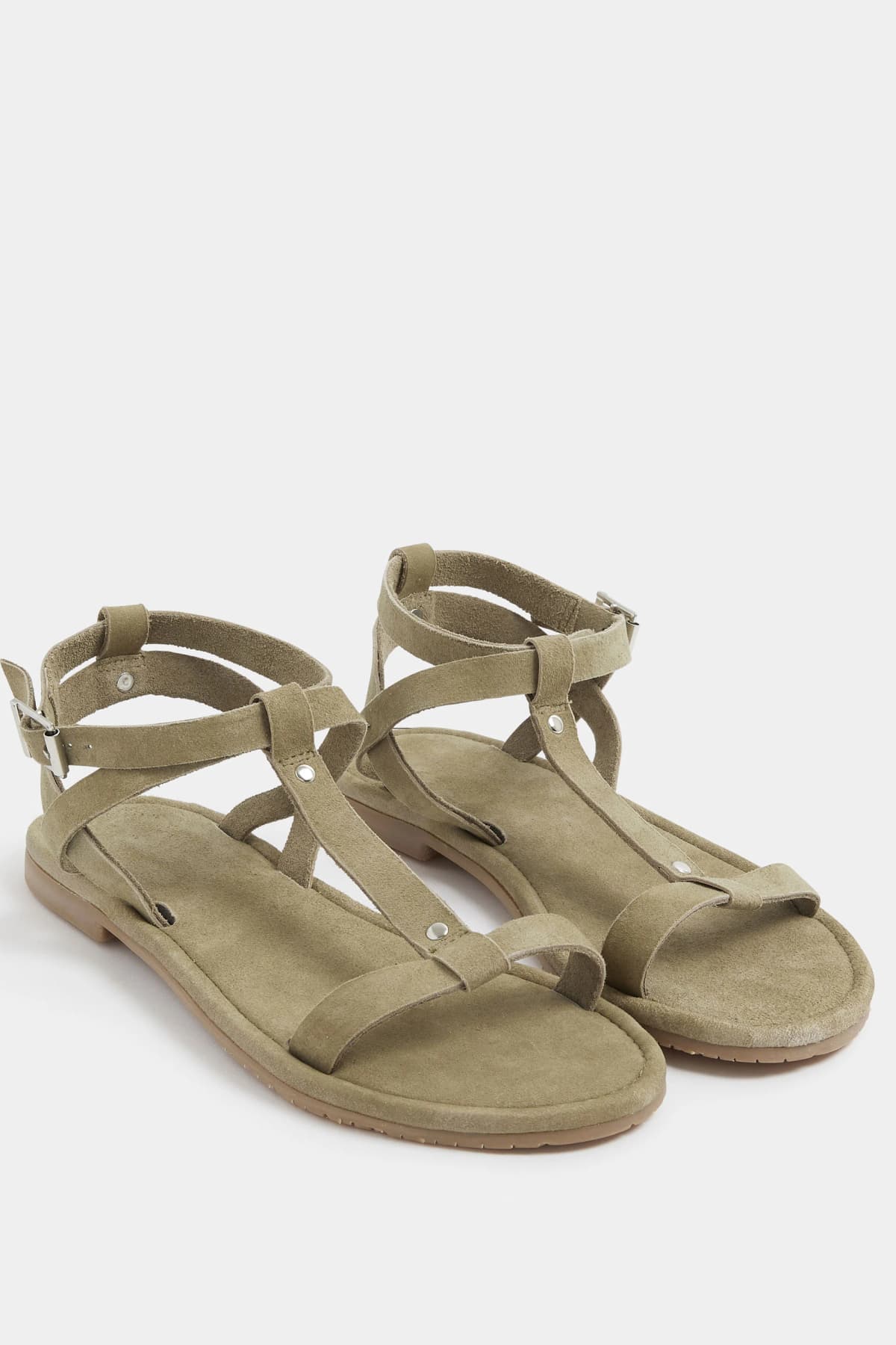 Natural Brown Faux Leather Gladiator Sandals In Standard Fit