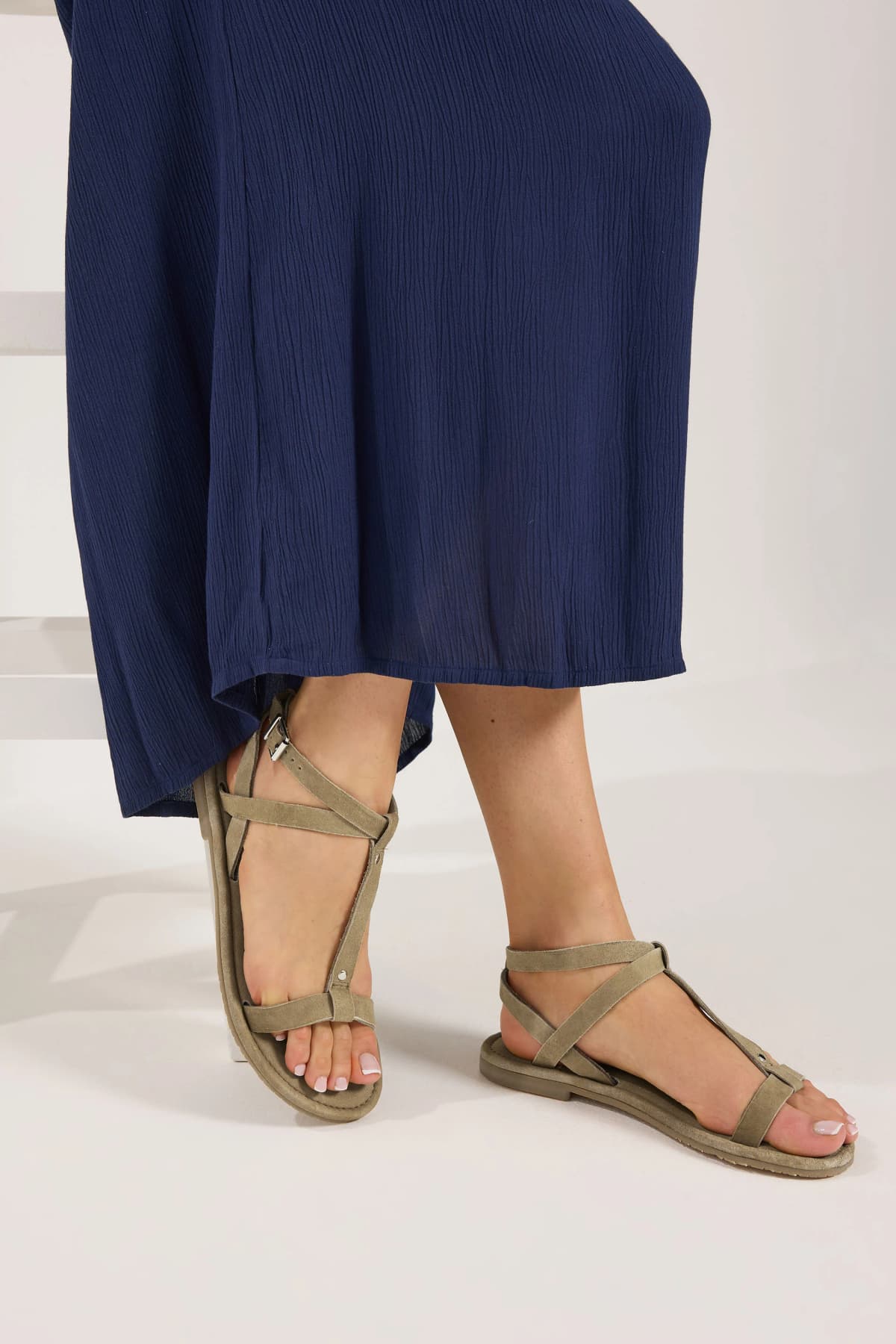 Natural Brown Faux Leather Gladiator Sandals In Standard Fit