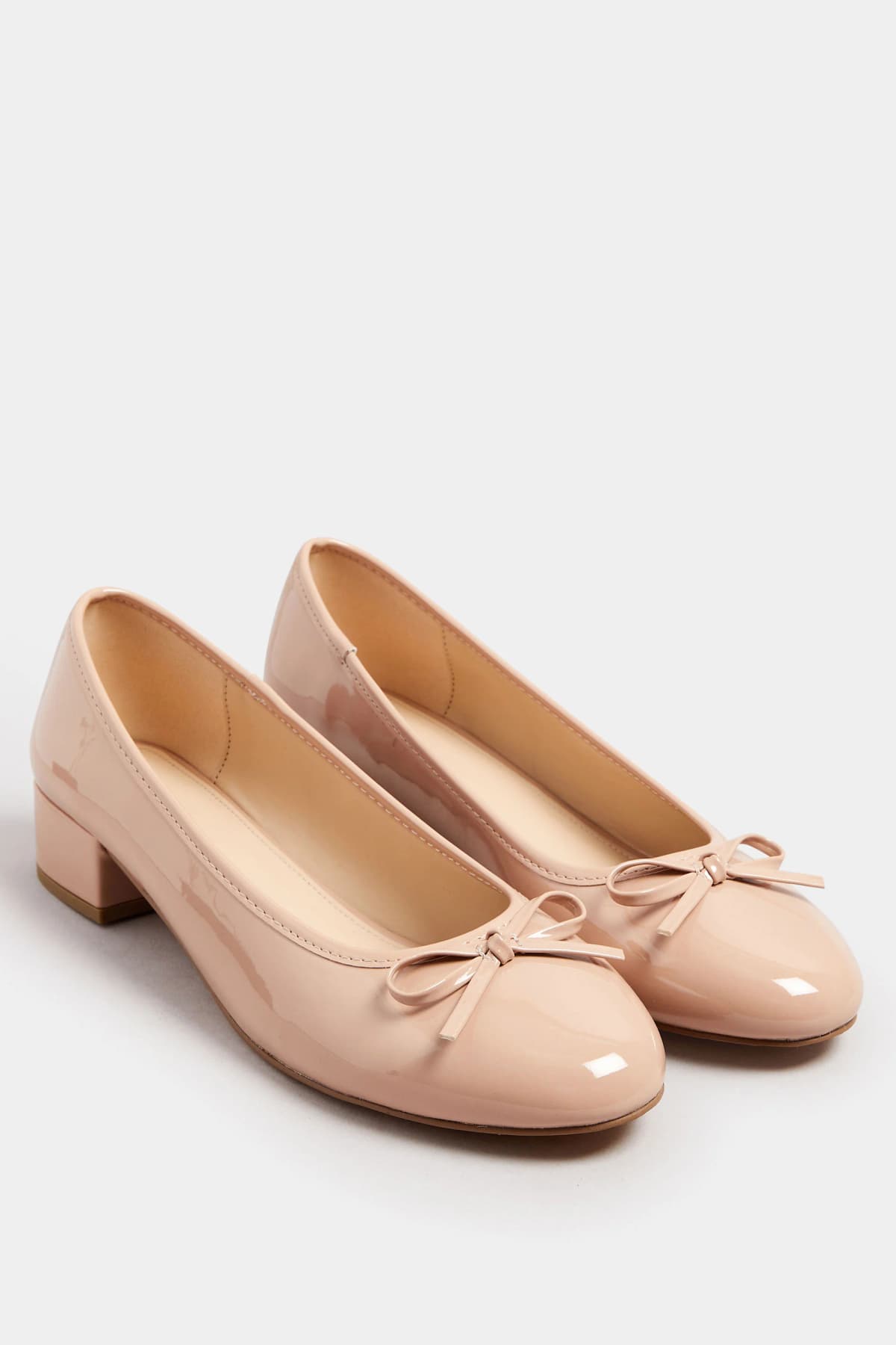 Nude Patent Heeled Ballet Pumps In Standard Fit