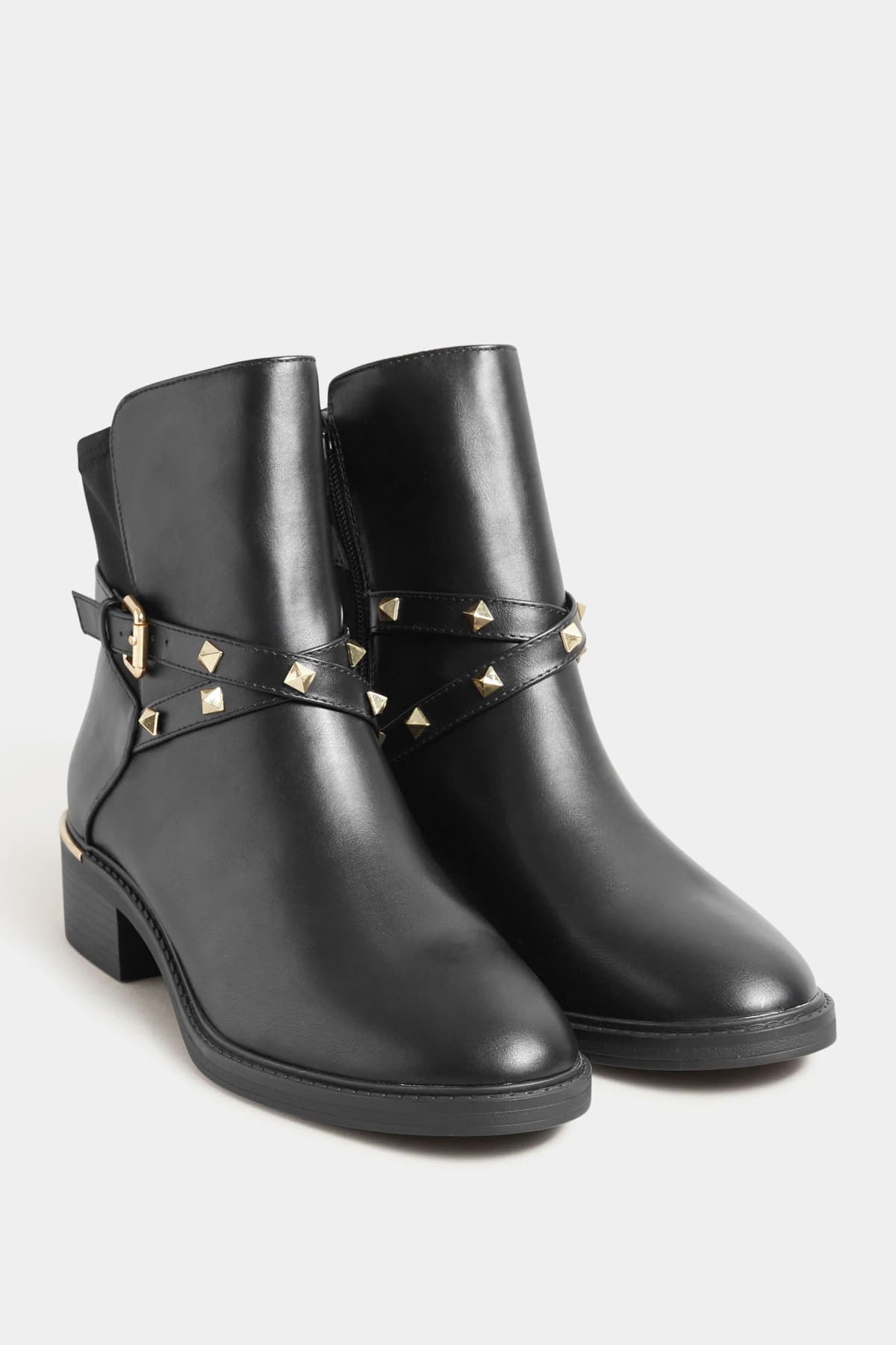 Black Studded Hardware Chelsea Boots In Standard Fit