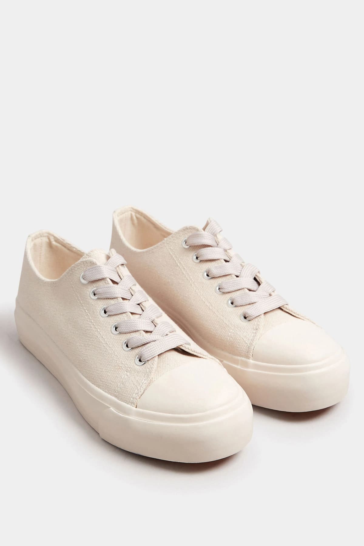 Natural Brown Canvas Flatform Trainers In Standard Fit