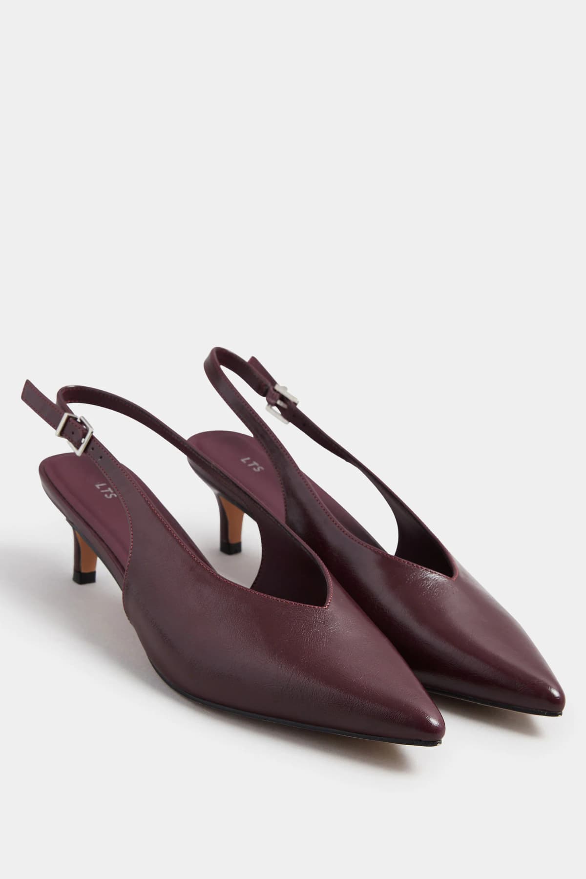 Burgundy Red Pointed Slingback Kitten Heel