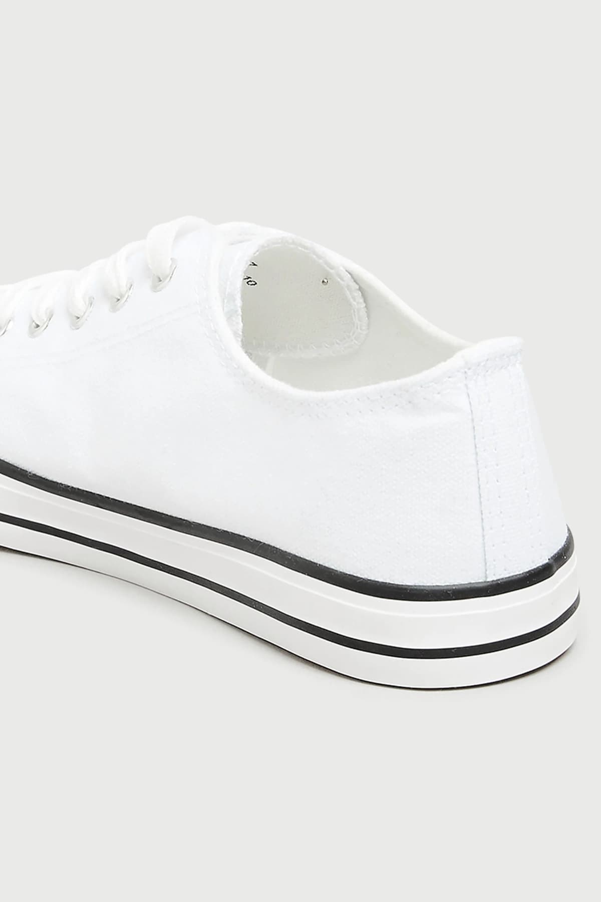 White Canvas Low Trainers In Standard Fit