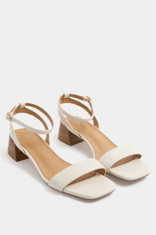 Ivory White Strap Block Heel In Standard Fit