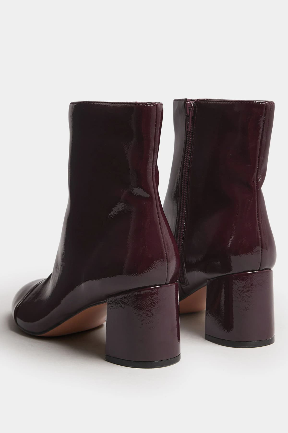 Black Patent Block Heel Ankle Boot
