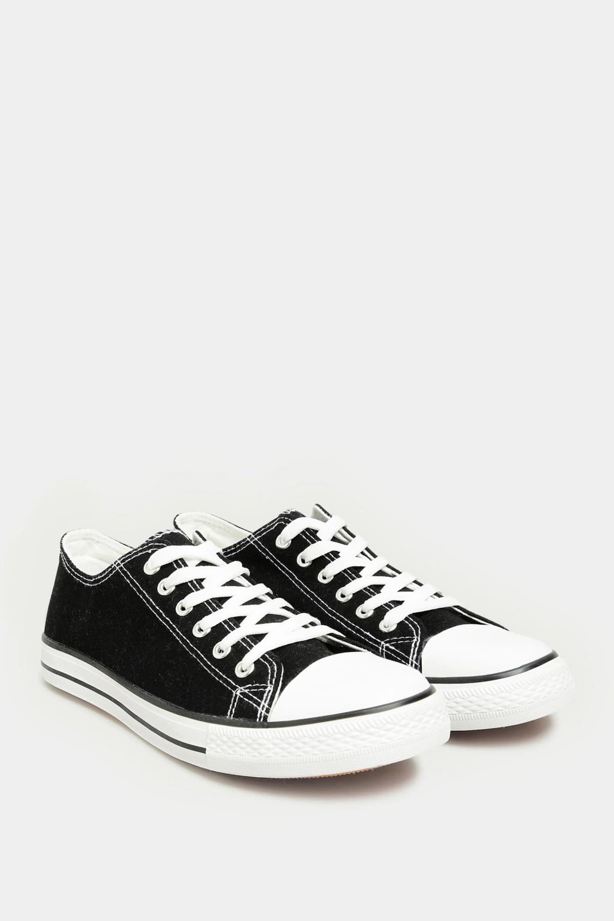 Black Canvas Low Trainers In Standard Fit
