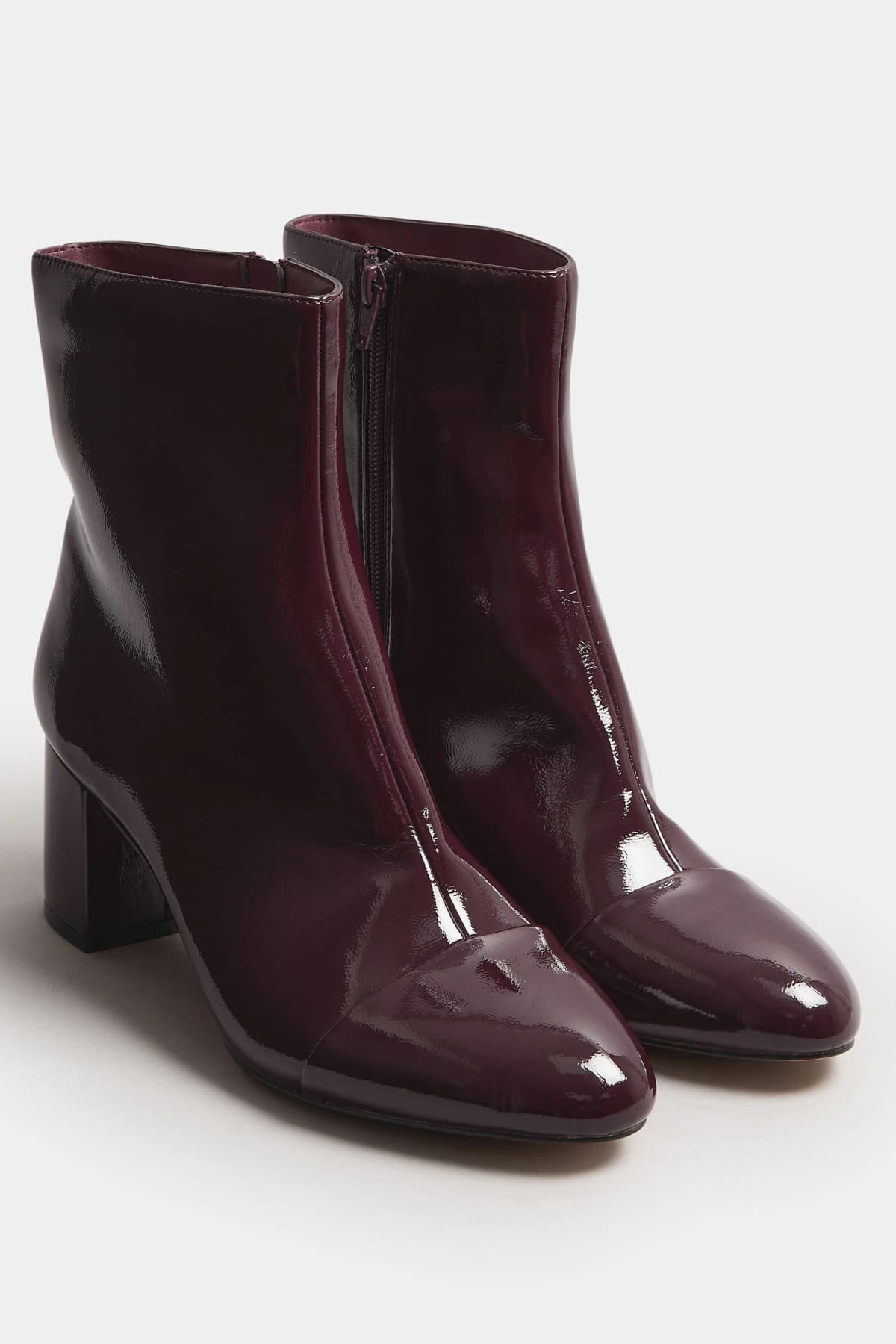 Black Patent Block Heel Ankle Boot
