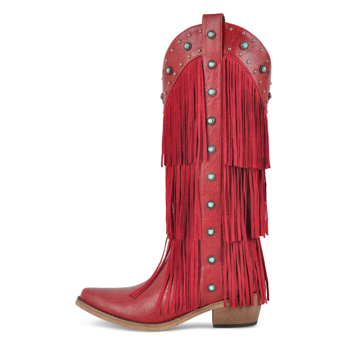 Fringe & Stud Knee High Western Boots