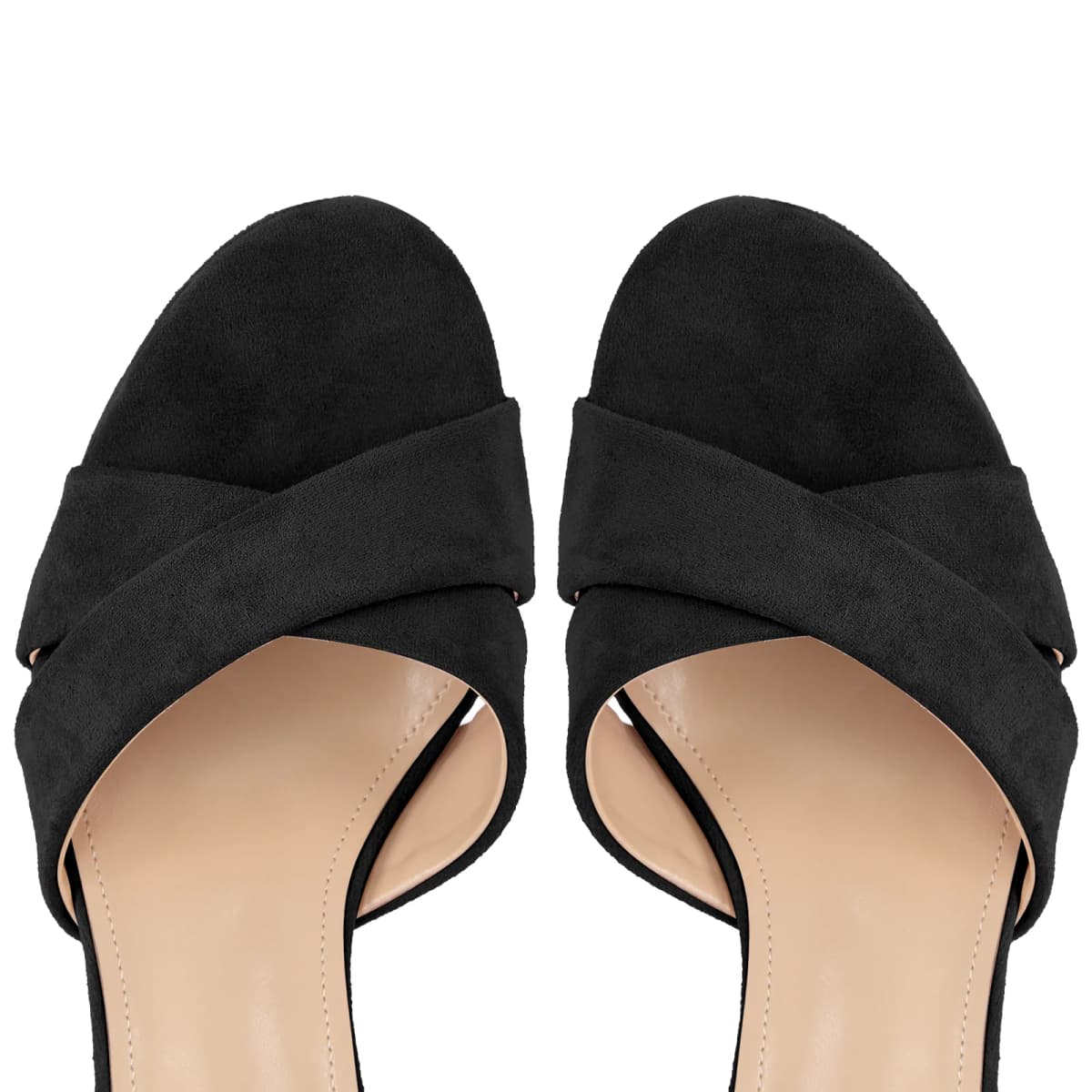 Suede Round Toe Platform Buckle Strap Sandals