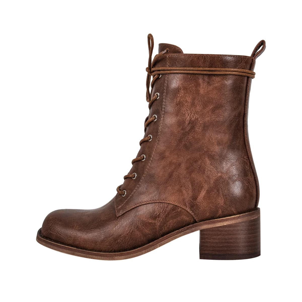 Square Toe Lace-up Ankle Boot