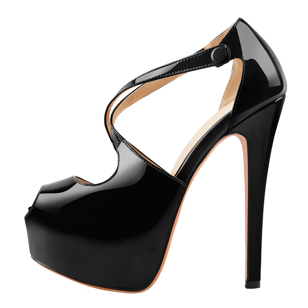 Peep Toe Platform Cross Straps High Heels