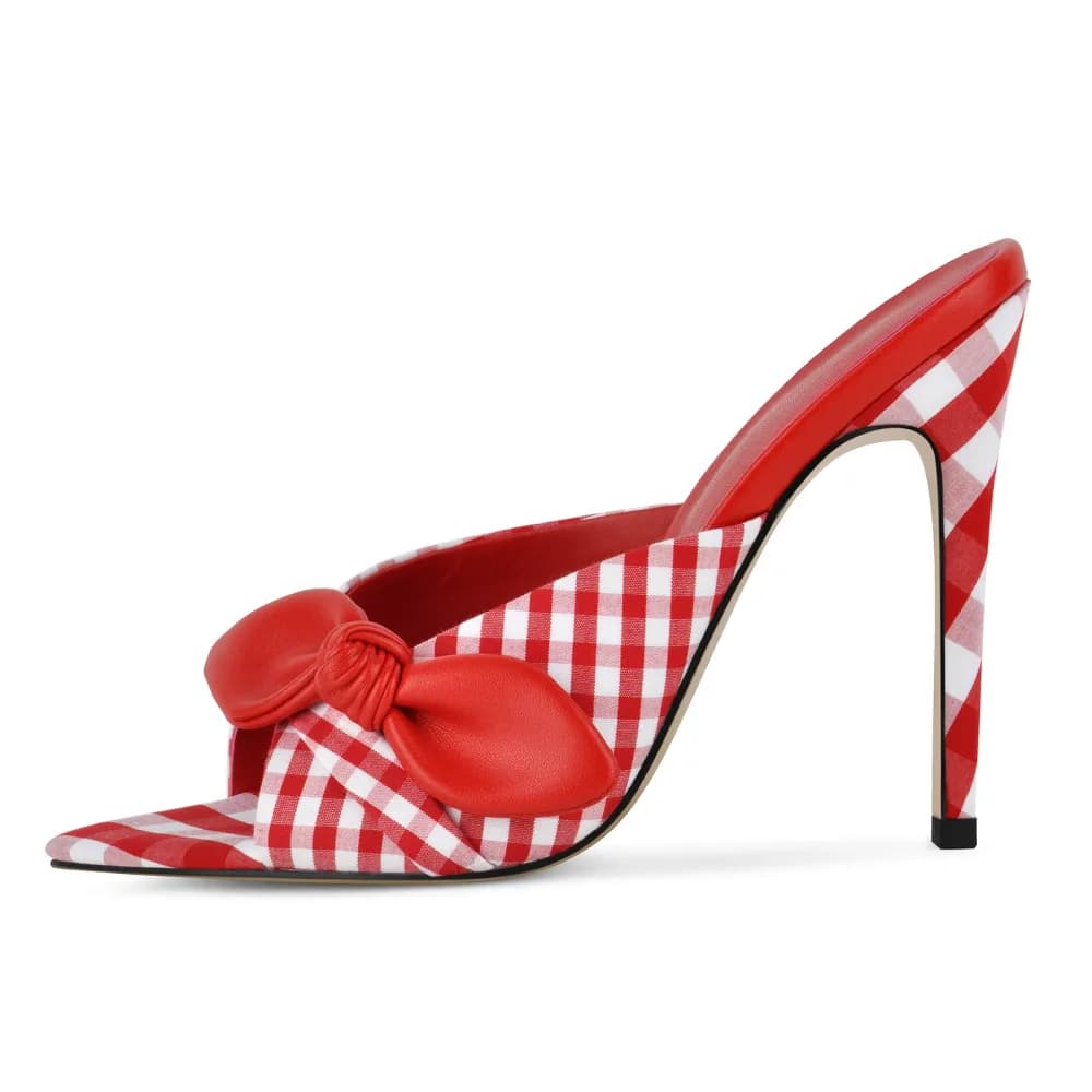Pointed Toe Bow Stiletto Mules