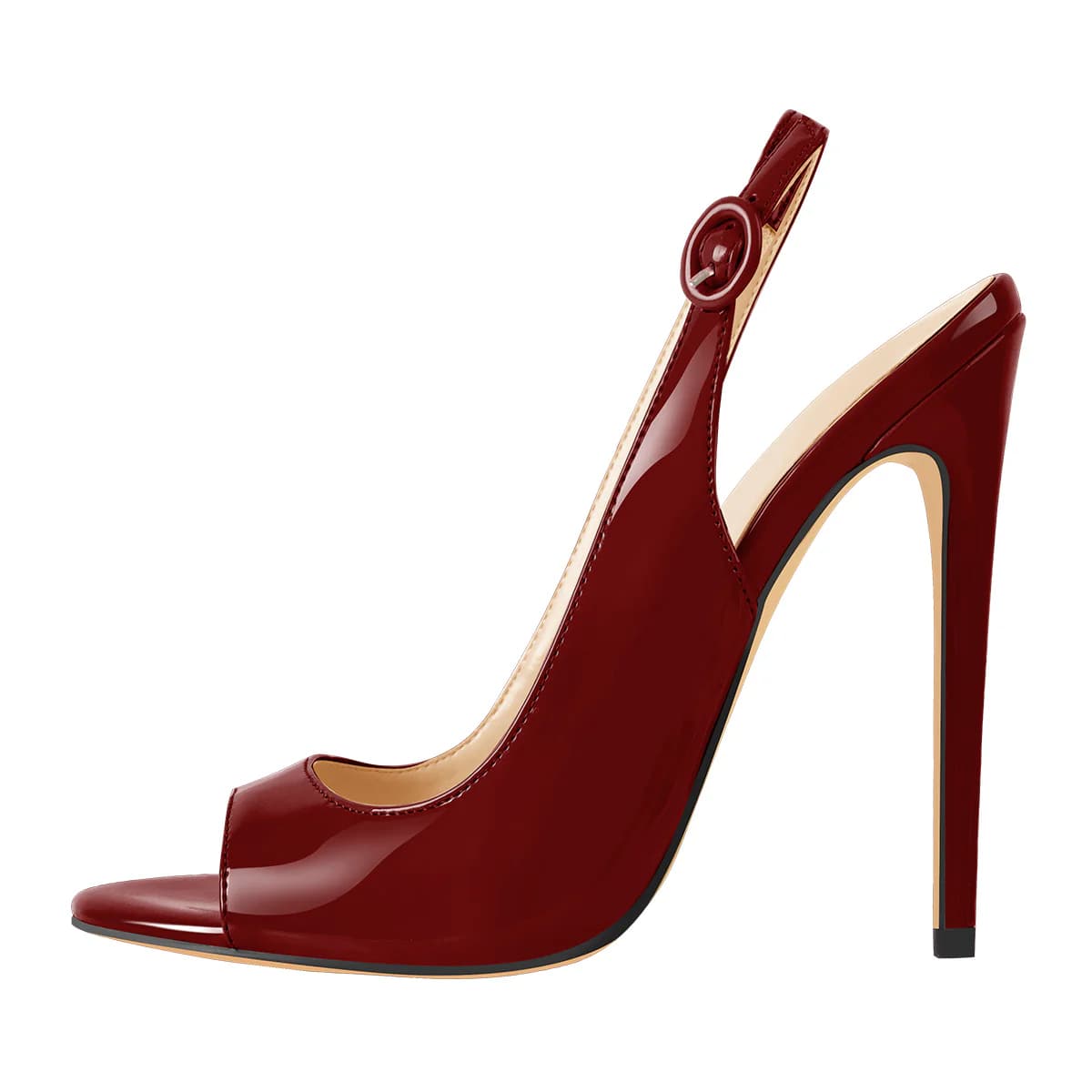 Burgundy Gradient Open Toe High Heels Slingback Sandals
