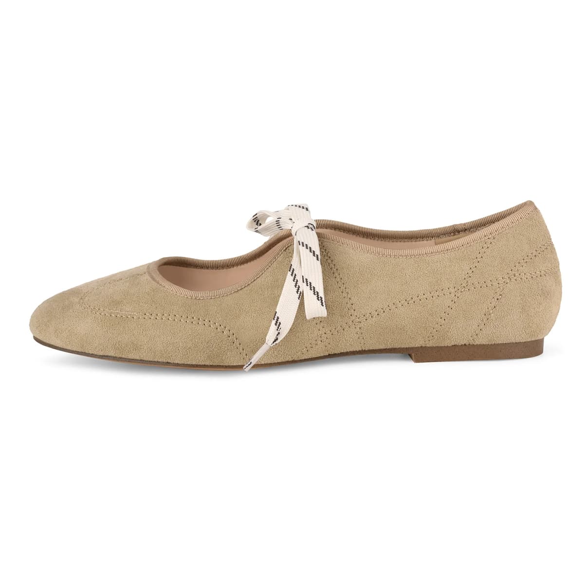 Suede Round Toe Lace-up Flats