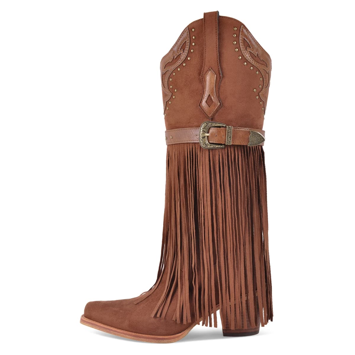 Fringe Embroidery Knee High Western Boots