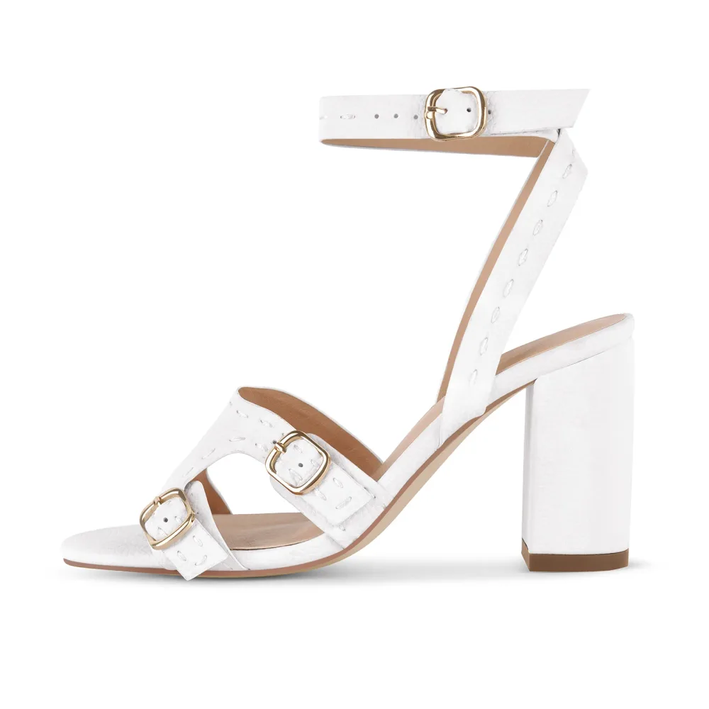 Pointed Toe Buckle Ankle Strap Chunky Sandals