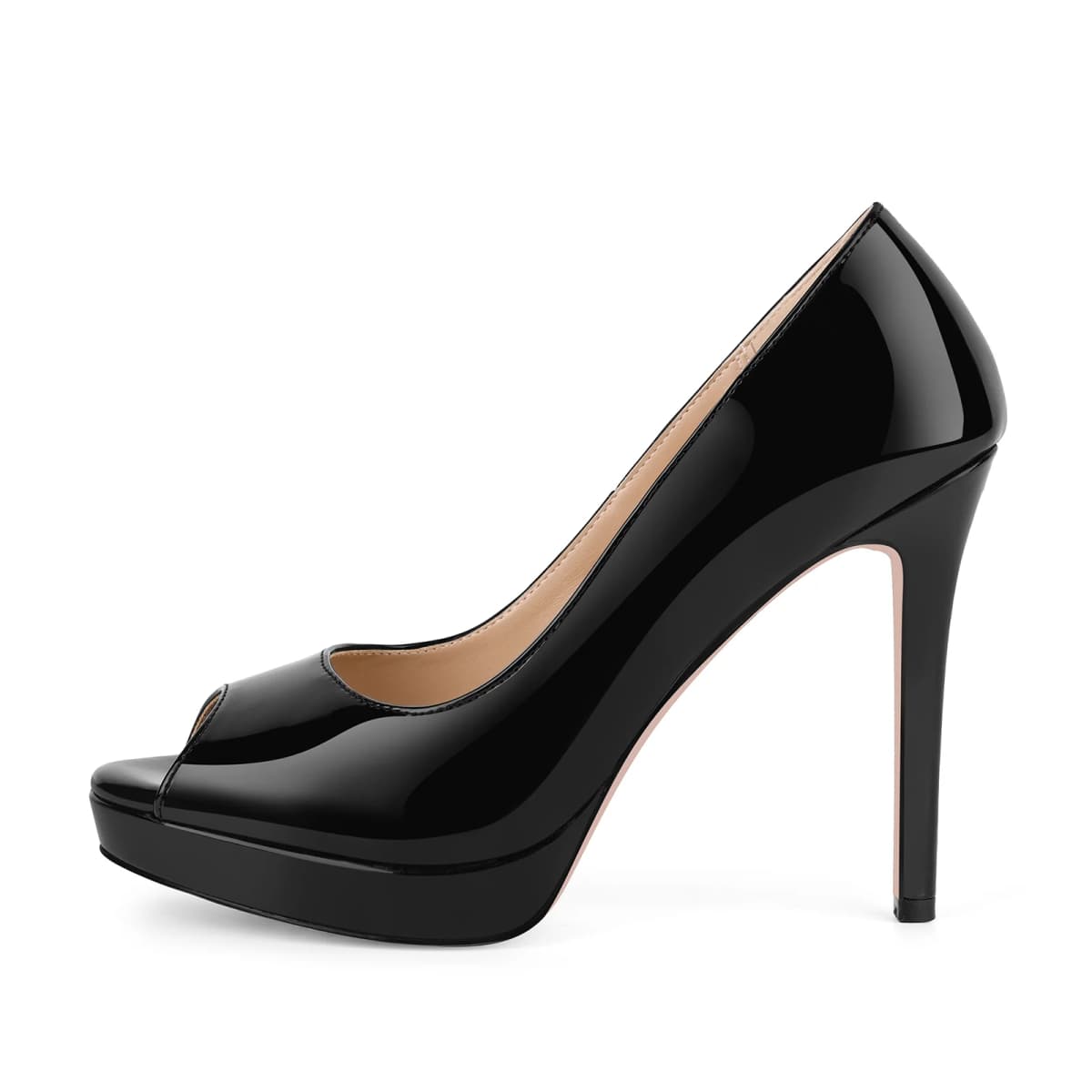 Peep Toe Platform Patent Leather High Heels