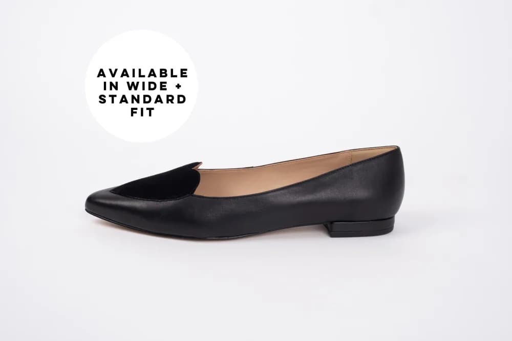 ROSIE FLAT (BLACK LEATHER/ BLACK SUEDE)