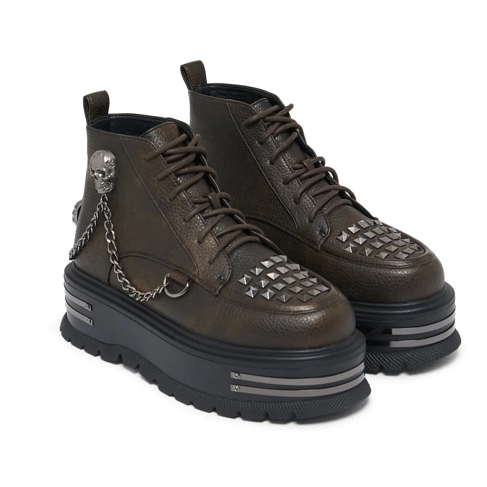 Chained Up Envy Skull Hardware Platform Boots