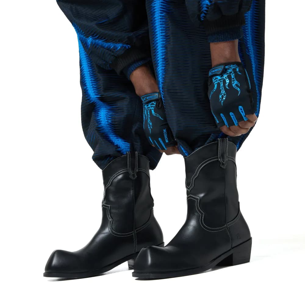 Hexmark Snub Nose Short Cowboy Boots - Black Vintage