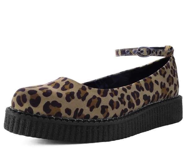 Leopard Pointed Ballet Ankle Strap Creeper