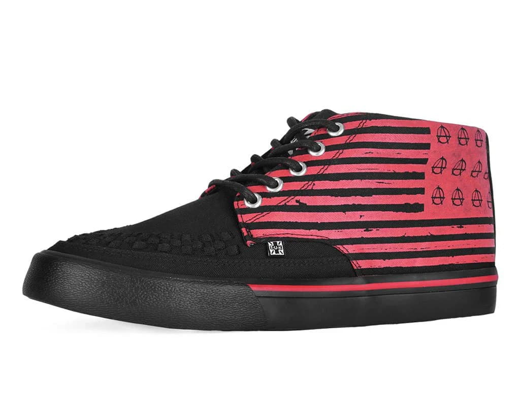 Black & Red Anarchy Striped 5 Eye Sneaker