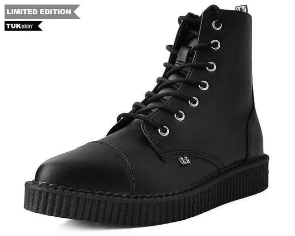 Black TUKskin™ Pointed Lace Up Boot