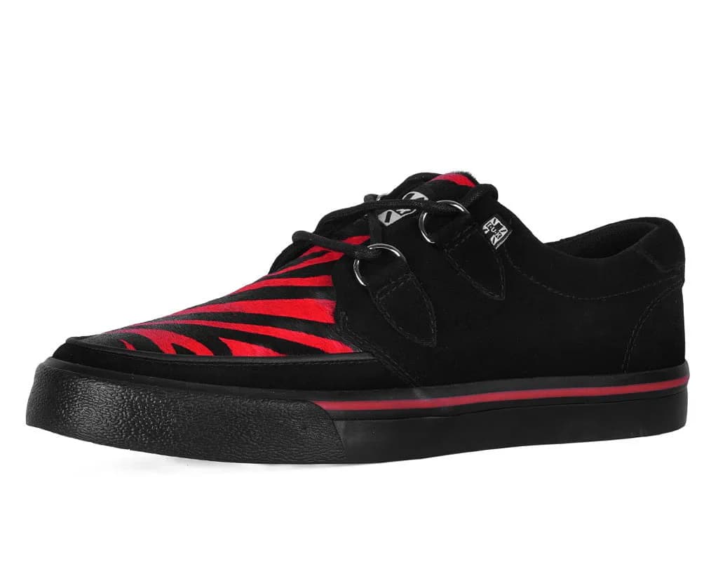 Black & Red Zebra Suede Creeper Sneaker