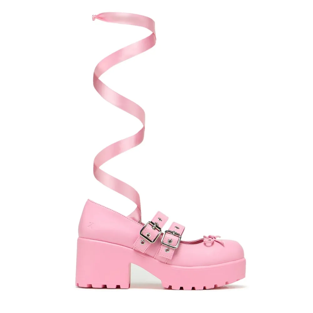 Miyako Lace Up Ballet Shoes - Pink