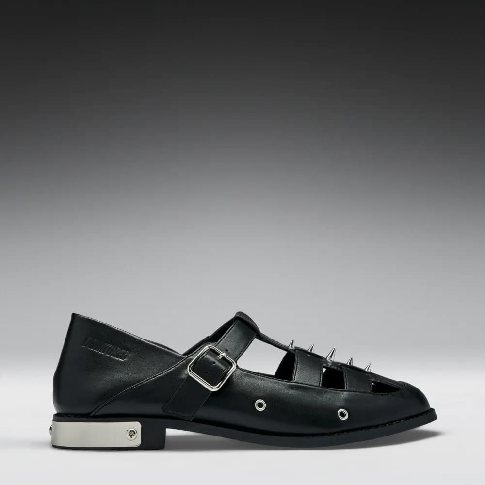 Forlorn Spiked Mary Janes - Black