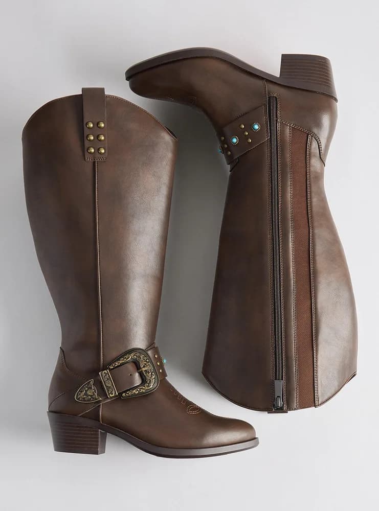 Side Buckle Western Knee Boot (WW)