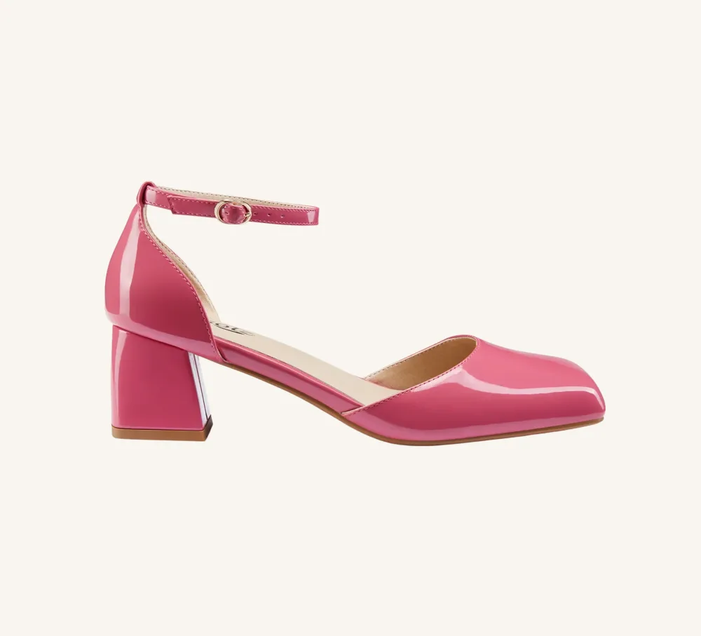 Marie Vegan Patent Leather Mary Jane Standard Fit 3" Block Heel