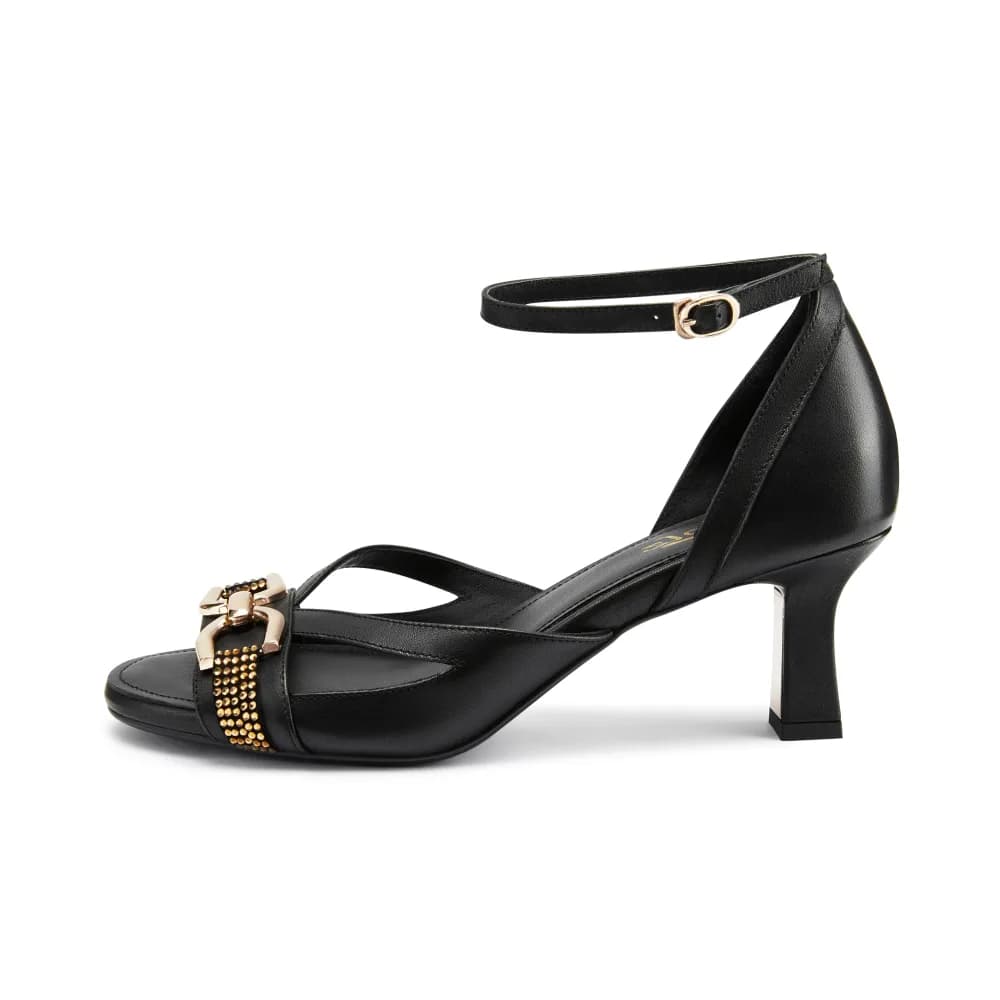 Beverly Womenâs Sandal - Gold Accent - 2.5" Heel - Refined Leather