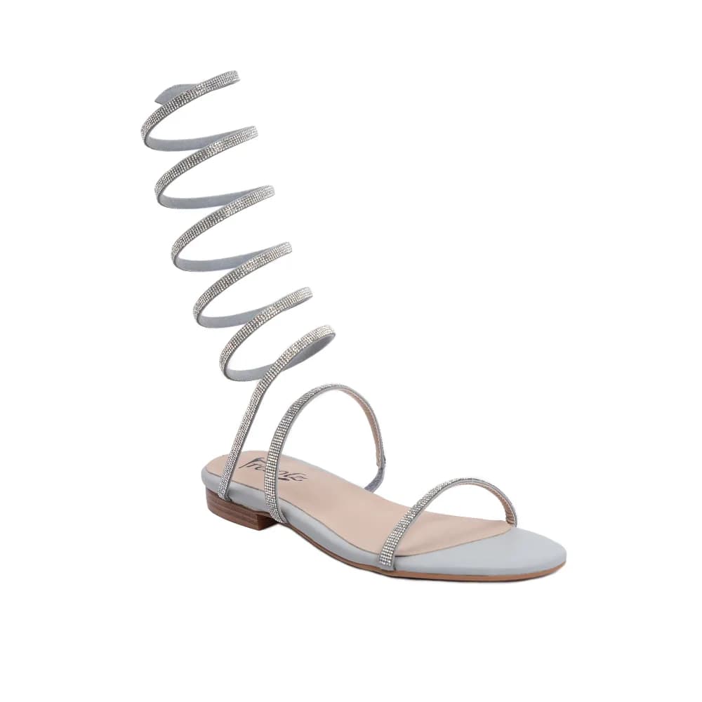 Julian Women’s Sandals - Spiral Strap – Flat Heel – Open Toe