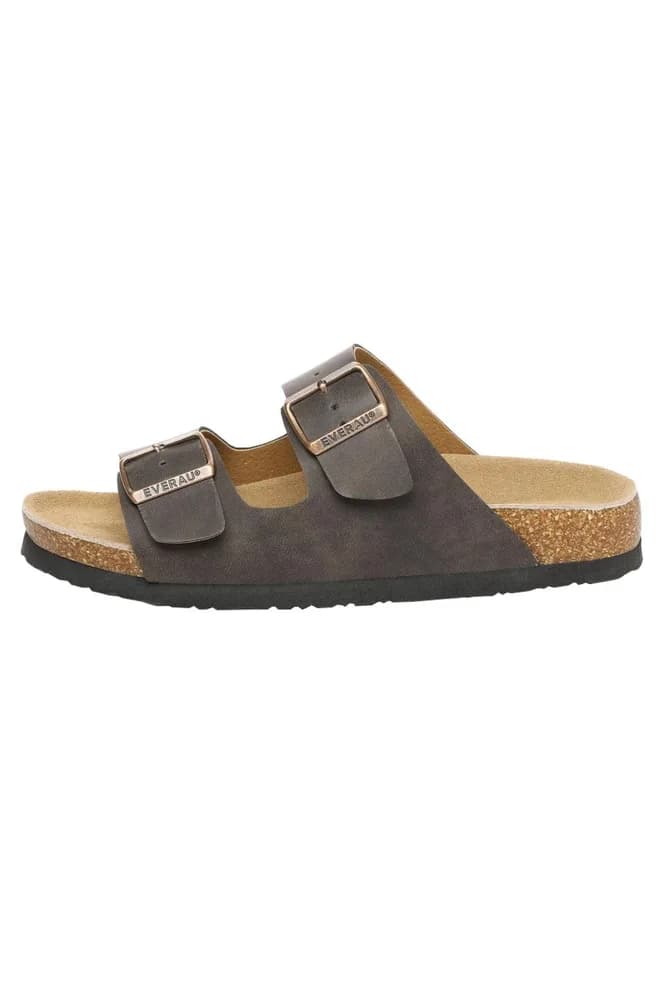Duck Leather Twin Buckle Sandals In Brown