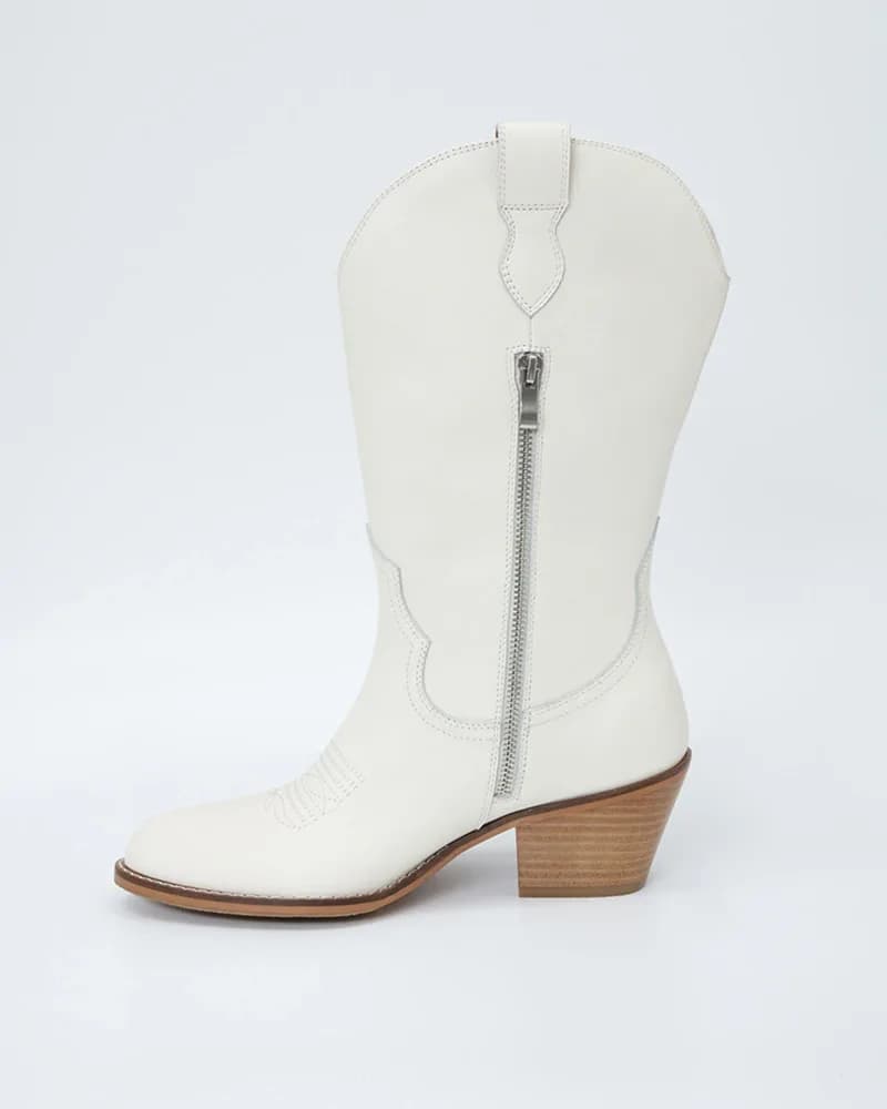 Carrie Western Leather Mid-Calf Boots